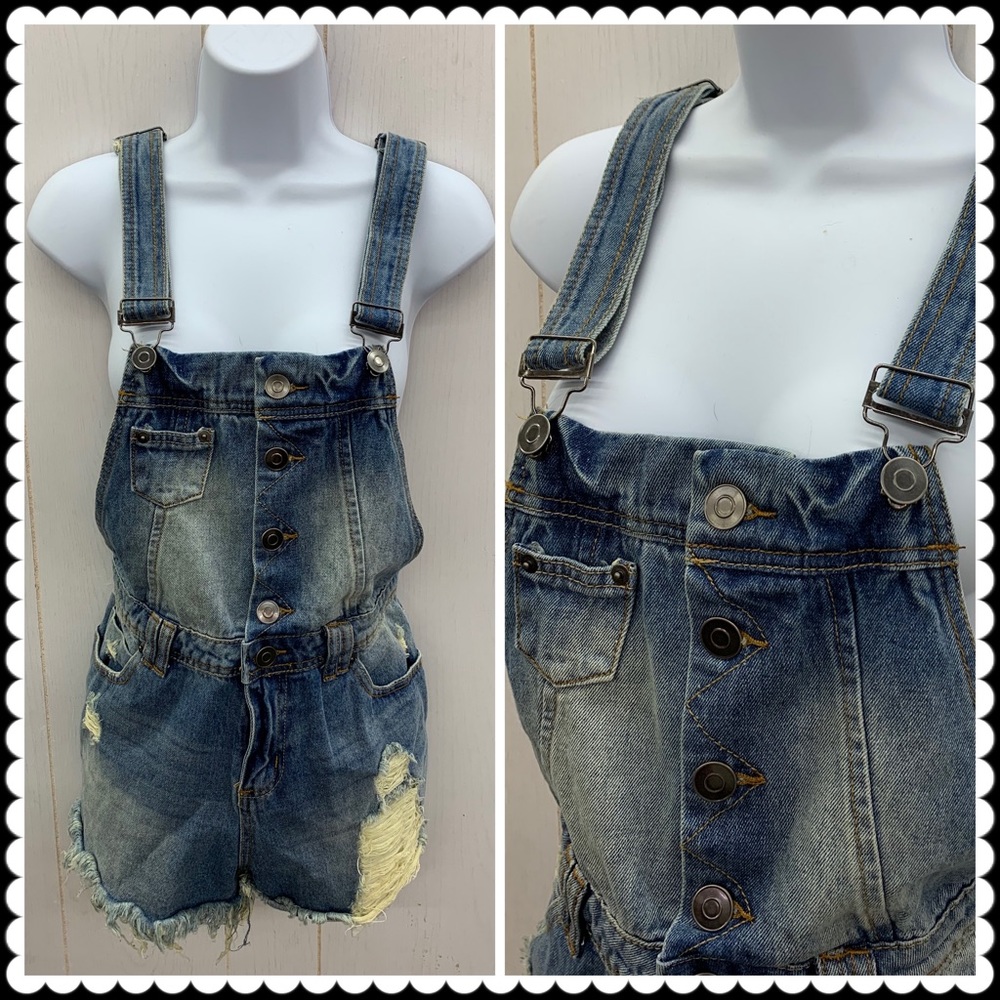 Hot Kiss Shortalls Bib Jean Shorts Sz Medium